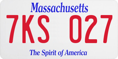MA license plate 7KS027