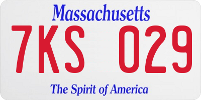 MA license plate 7KS029