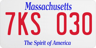 MA license plate 7KS030
