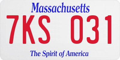 MA license plate 7KS031