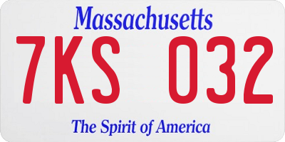 MA license plate 7KS032