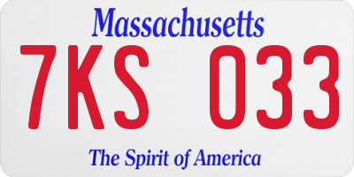 MA license plate 7KS033