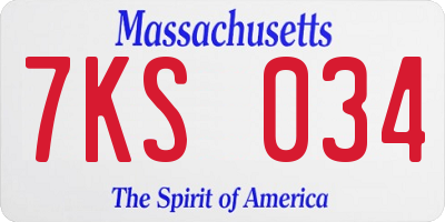 MA license plate 7KS034