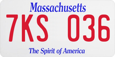 MA license plate 7KS036
