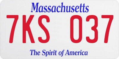 MA license plate 7KS037