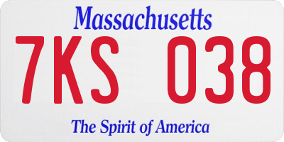 MA license plate 7KS038