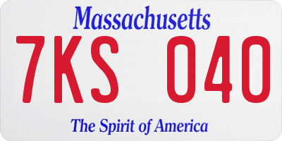 MA license plate 7KS040