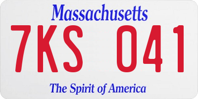 MA license plate 7KS041