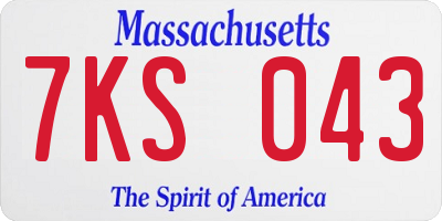 MA license plate 7KS043
