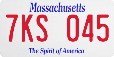 MA license plate 7KS045