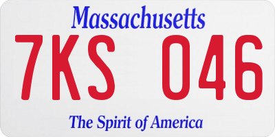 MA license plate 7KS046