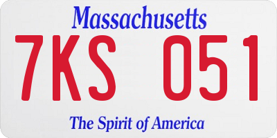 MA license plate 7KS051