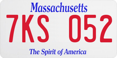 MA license plate 7KS052