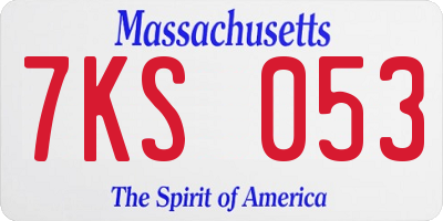 MA license plate 7KS053