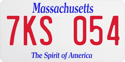 MA license plate 7KS054