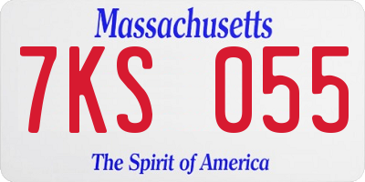 MA license plate 7KS055