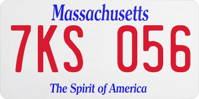 MA license plate 7KS056