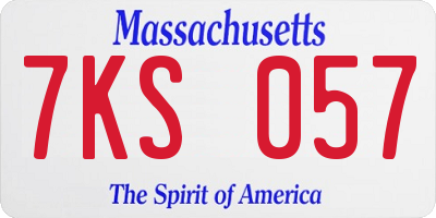 MA license plate 7KS057