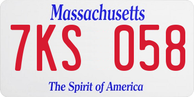 MA license plate 7KS058