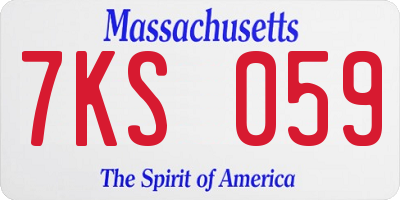 MA license plate 7KS059