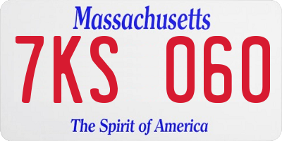 MA license plate 7KS060