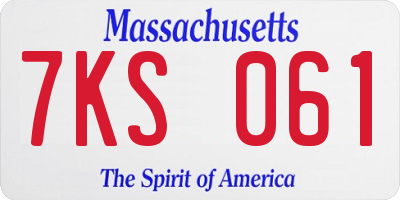 MA license plate 7KS061