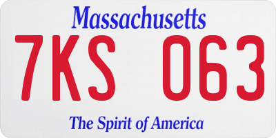 MA license plate 7KS063