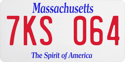 MA license plate 7KS064