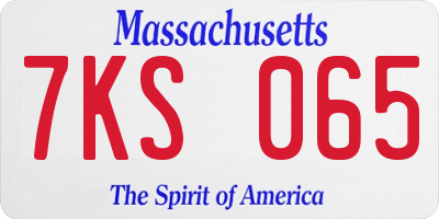 MA license plate 7KS065