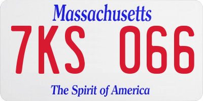 MA license plate 7KS066