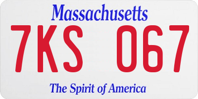 MA license plate 7KS067