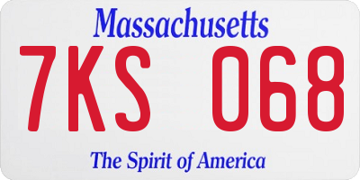 MA license plate 7KS068