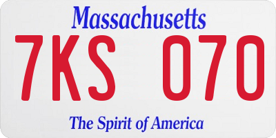 MA license plate 7KS070