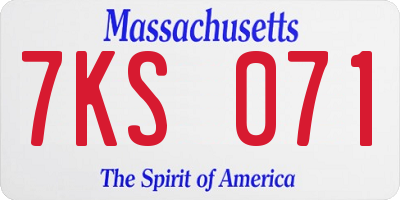 MA license plate 7KS071