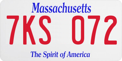 MA license plate 7KS072