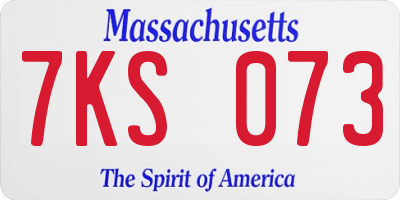 MA license plate 7KS073