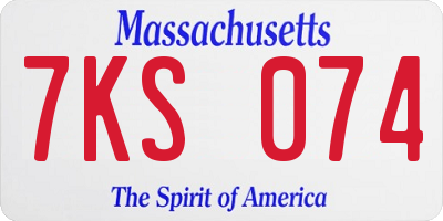 MA license plate 7KS074
