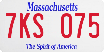 MA license plate 7KS075