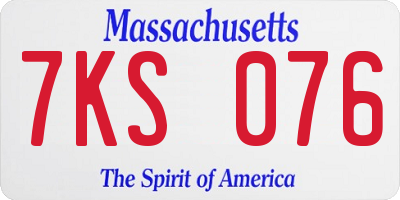 MA license plate 7KS076