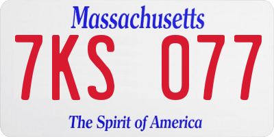 MA license plate 7KS077