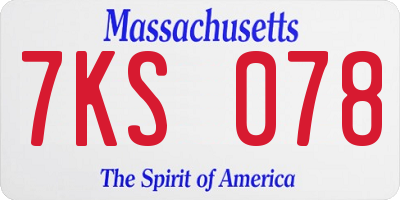 MA license plate 7KS078