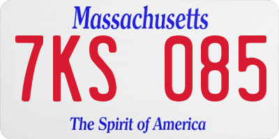 MA license plate 7KS085