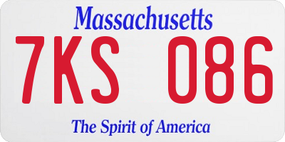 MA license plate 7KS086