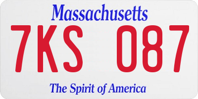 MA license plate 7KS087
