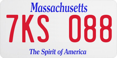 MA license plate 7KS088