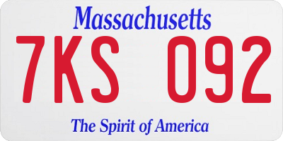 MA license plate 7KS092
