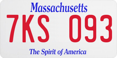 MA license plate 7KS093