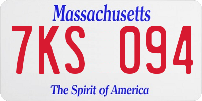 MA license plate 7KS094