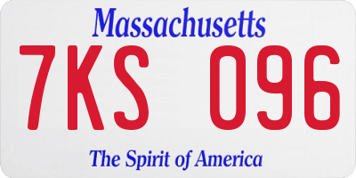 MA license plate 7KS096