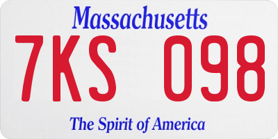 MA license plate 7KS098